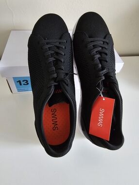 SWIMS Men's Black Knit Lace-Up Sneakers Size 13